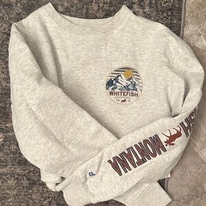 Cropped Gray Whitefish Montana Sweatshirt